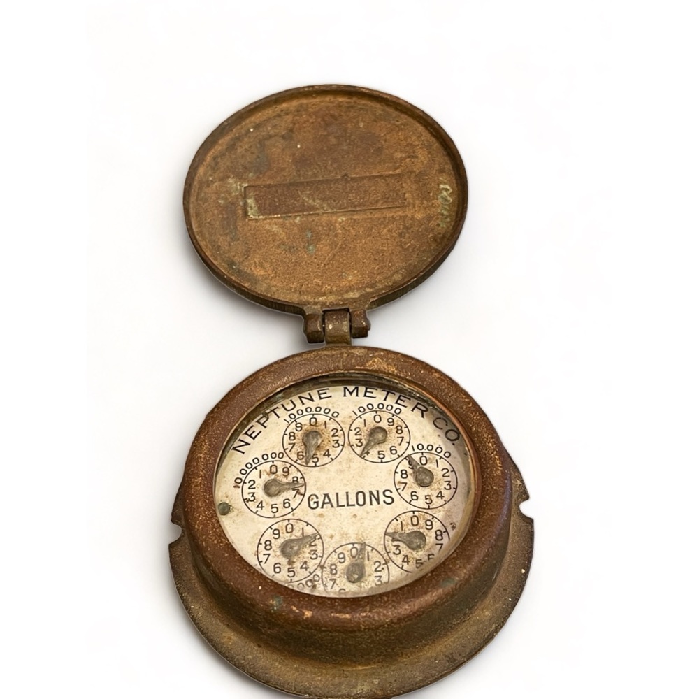 NEPTUNE TRIDENT 1" Water Meter New York  Dial Glass Bronze Brass‎ Steampunk